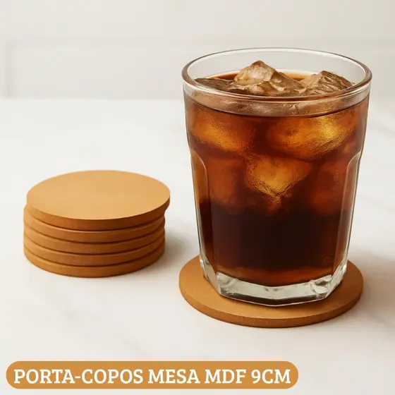 Kit Bolachas Porta Copo Mesa MDF Cru 9cm Redondo Artesanato DIY Decoração Proteção Descanso Copo