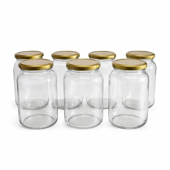 15 Potes De Vidro Para Conserva 500 ml Com Tampas Douradas