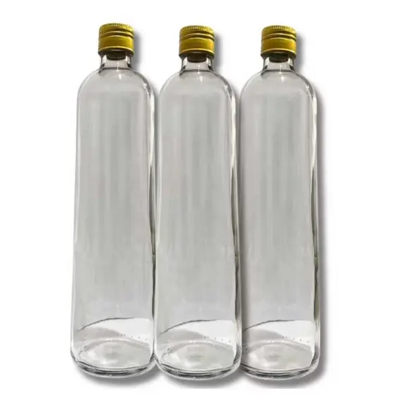 12 Garrafas de vidro 900ml com Tampas Douradas