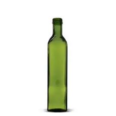 Garrafa Quadrada de Azeite Verde 500 ml c/ Tampa Dourada