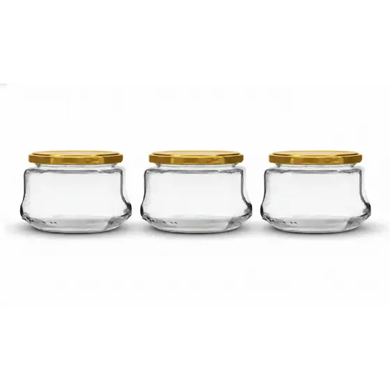 Kit 15 Potes de Vidro 300ml com Tampa Dourada – Ideal para Geleia, Bolo no Pote e Conservas