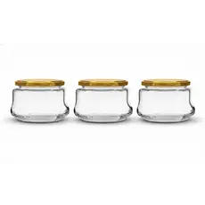 Kit 15 Potes de Vidro 300ml com Tampa Dourada – Ideal para Geleia, Bolo no Pote e Conservas
