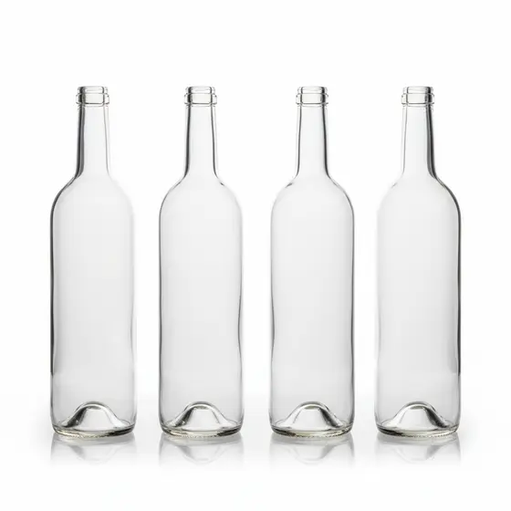 12 Garrafas De Vidro Bordalesa 750ml Incolor Bico Rolha - Sem Rolha