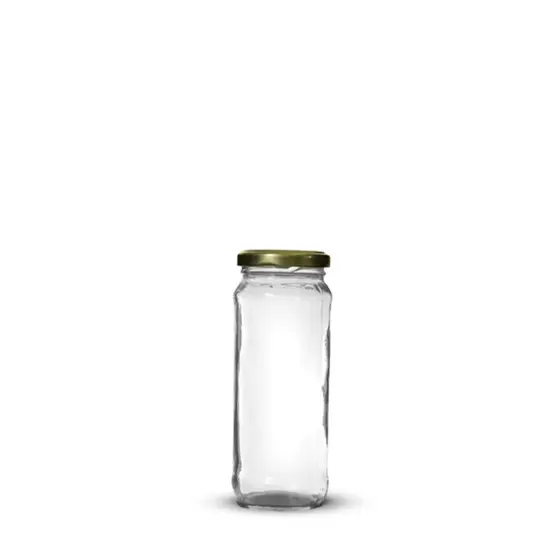 15 Potes de Vidro AZ 200 Alto 355 ml Com Tampas Douradas