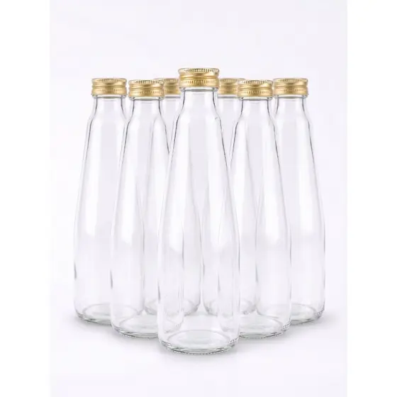 12 Garrafas De Vidro 275ml Keps Transparente Para Molhos Azeite Pimenta Suco