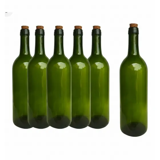Kit 12 Garrafas Vidro Verde 750ml para Rolha - Sem Rolhas