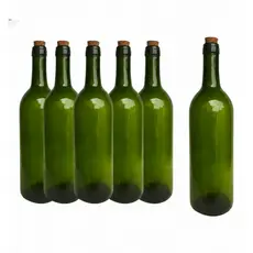 Kit 12 Garrafas Vidro Verde 750ml para Rolha - Sem Rolhas