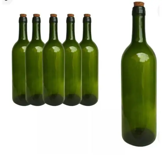 12 Garrafas de Vidro  Verde Bico para Rolha 750ml - S/ Rolha