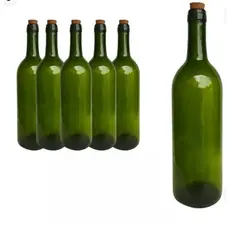 12 Garrafas de Vidro  Verde Bico para Rolha 750ml - S/ Rolha