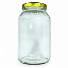 Kit 4 Potes de Vidro 3L com Tampas Douradas Herméticas – Ideal para Mantimentos, Conservas e Decoração