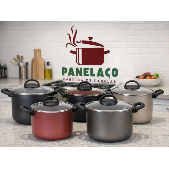 Caldeirão Panela antiaderente com tampa de vidro 4,5 Litros N20