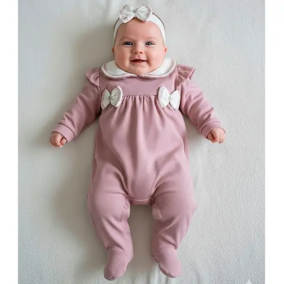 Macacão Menina Manga Longa Luxo Sintonia Olivia Marsala/Rosê P/M