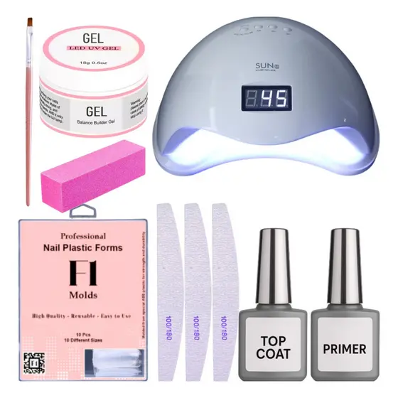 Kit Para Unhas Gel Alongamentos Cabine Molde F1 Iniciantes Aleatório