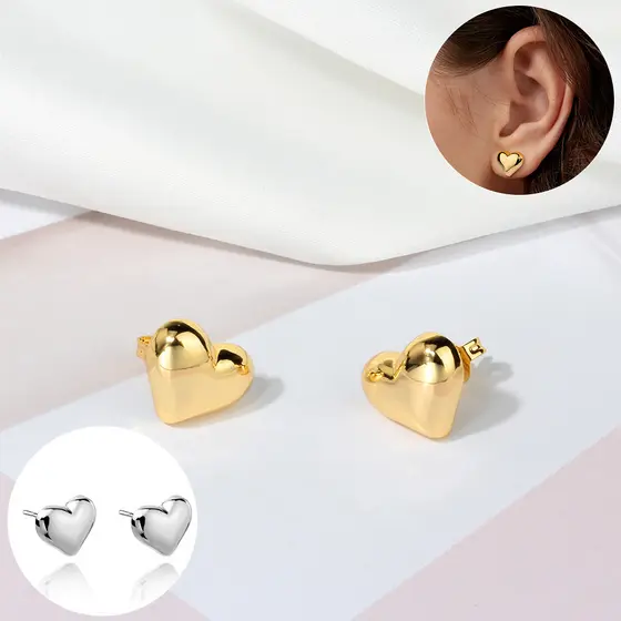 Brincos De Coração De Aço Inoxidável Banhados A Ouro Para Mulheres Joias Minimalistas Antialérgico