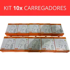Kit 10x Carregador 3.1 Fonte Para MicroUSB V8 Iphone iOS Lightning Tipo-C 2 Usb Carga Rápida A'gold