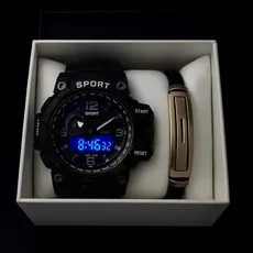 Relogio masculino original + caixa para presente pais namorado + pulseira luxo shok sport premium