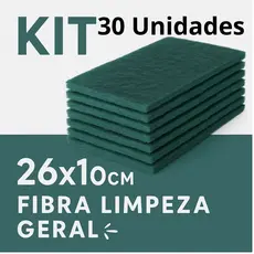 Kit Fibra Limpeza Geral Verde 26cm×10cm – Multiuso para Piso, Parede, Bancada