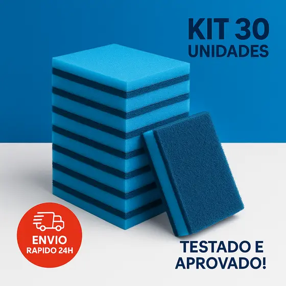 Kit 5 - 30 Esponjas Azul Multiuso Lavar Louça Cozinha Esponja Antiaderente Envio 24h