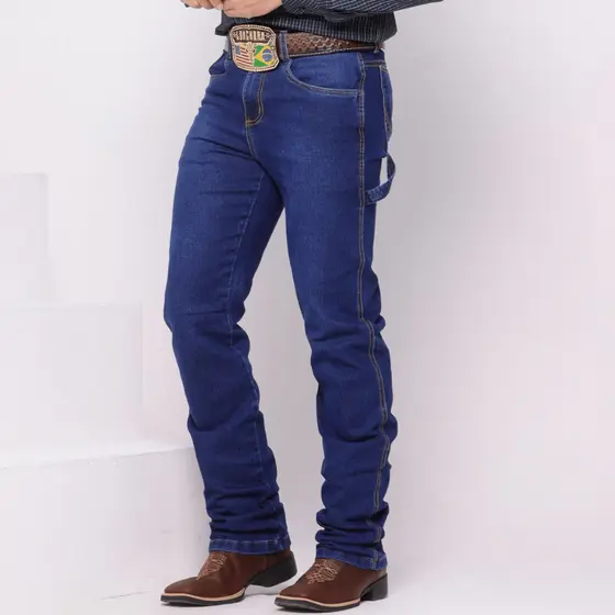 Calça Country Masculina Jeans Premium Rodeio Western com Elastano Calça Jeans Masculina