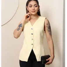 Colete Feminino Alongado Alfaiataria Acinturado Elegante Tendencia Outono
