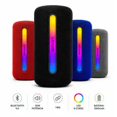 Caixa Som Bluetooth Portátil LED RGB TWS USB Rádio FM SD Exbom 31BT 33BT Potente 15W 30W