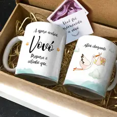 Kit Caixa Caneca Revelação Anúncio Gravidez I Prepara o Colinho Que Estou Chegando