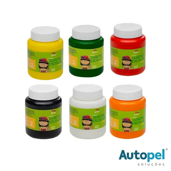 Caixa De Tinta Guache 6 Cores 15ml Kit Escolar Infantil Cores Diferentes