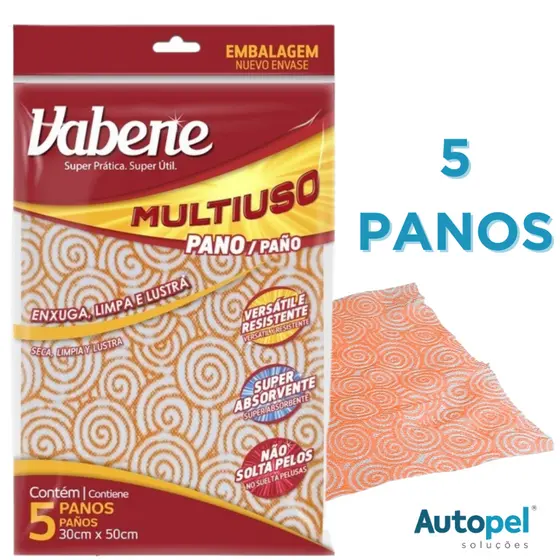 Pano De Limpeza Multiuso 5 Un Perflex Vabene 30x50cm Laranja Alta Absorção