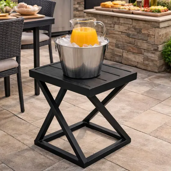 Mesa de Apoio Lateral em Alumínio Moderna o Quadrada Minimalista Piscina E Churrasco