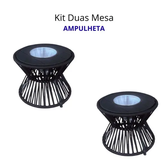 Kit Mesa Centro Moderno Prático Balde de Gelo Alumínio Corda Náutica Varanda Piscina Clube Barzinho