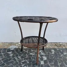 Mesa de Centro Fibra Sintética Junco 50cm Redonda em Aço Varanda e Área Externa