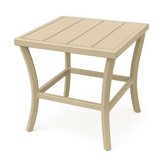 Mesa de Centro Alumínio Asteca Bege Decorativa Sofisticação Resistência Ambientes Internos Externos