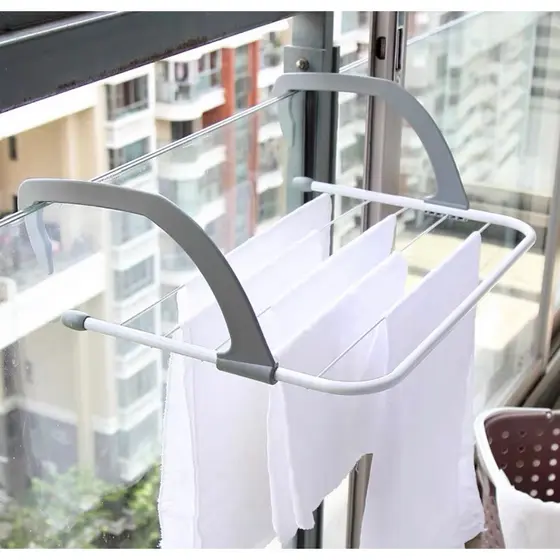 Varal Portátil de Janela e Porta Para Apartamento Secador De Roupas Prático e Retrátil Varal de Pendurar