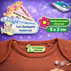 Etiqueta Personalizada Termocolante 5x2cm para Uniformes Roupas de Creche Viagens Alta Durabilidade