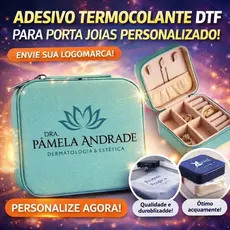 ADESIVO TERMOCOLANTE COLORIDO DTF PARA PORTA JOIAS PERSONALIZADO COM LOGO