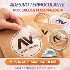 Termocolante para Sacola Personalizada Aplicação Fácil com Ferro Ideal para Lojas Brindes e Embalagens