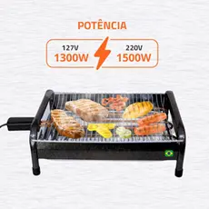 Churrasqueira Elétrica Portátil Grill 127V/220V Compacta Com Bandeja Para Casa e Apartamento
