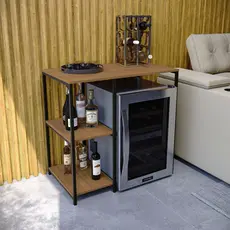 Aparador adega/cervejeira estilo industrial Kappesberg LI044 cor Freijó/Preto