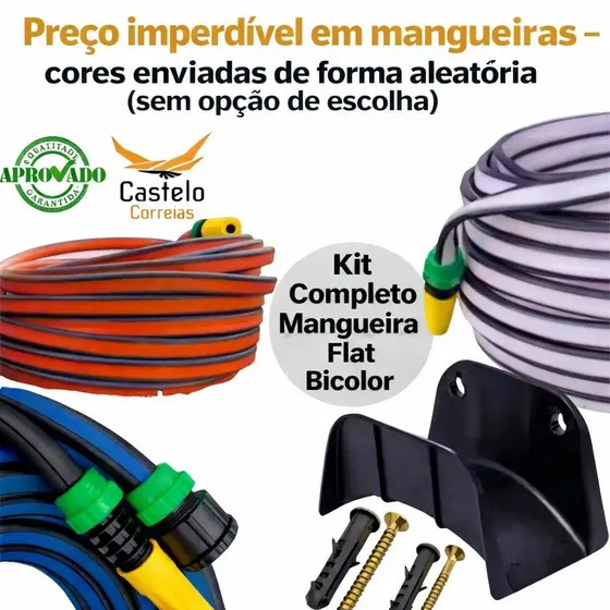Kit completo de mangueira de jardim anti dobra com suporte,esguicho,parafusos e bucha.