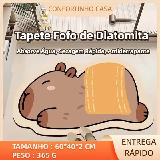 Tapete de Banheiro Capivara – Almofada Antiderrapante de Absorção Rápida e Secagem Instantânea