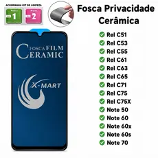 Película Cerâmica Fosca Privacidade para Realme C51 C53 C55 C61 C63 C65 C67 C71 C73 C75 C75x Note 50 60 60x 60s 70
