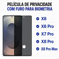 Película de vidro 3D Privacidade COM FURO Anti Spy Para Xiaomi Poco X7 X8 X6 Pro Max 5g