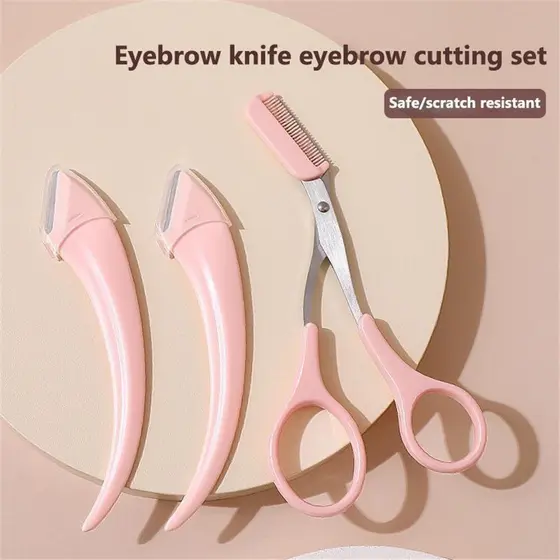 Kit Profissional De Corte De Sobrancelhas Com Tesoura E Lâminas De Lâmina Afiadas Conjunto De Ferramentas Para Aparador Iniciantes Pente Mulheres Kit Aparador de Sobrancelhas Profissional Com Tesoura e Lâminas Afiadas Razor Sobrancelha Grooming Conjunto