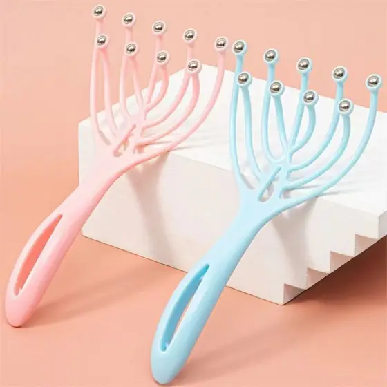 5/9 Garras Massageador De Cabeça Com Rolo De Massagem De Bolas De Aço Penteador De Meridianos Suaves De Relaxamento Corporal Spa Ferramenta De Alívio De Estresse Portátil Manual Ferramentas De Cuidados A