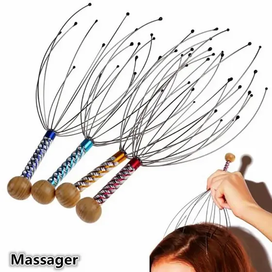 Massageador De Cabeça De Couro Cabeludo Manual Relaxamento Ferramentas De Massagem Alívio Do Stress Pescoço