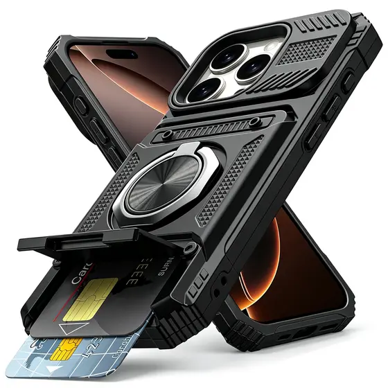 Caso rígido resistente a choques com suporte e slot Para iPhone 17 Pro Max 16 Pro Max 15 Pro Max