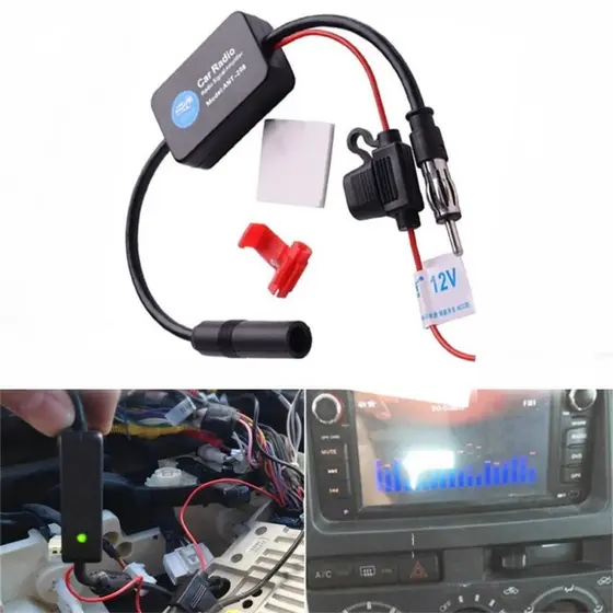 Amplificador de sinal FM universal Anti-interferência Antena de carro Rádio Universal FM Booster Amp Peças de automóvel