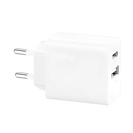 Carregador Parede 1Hora PD 20W Porta Tipo Usb A+C Branco