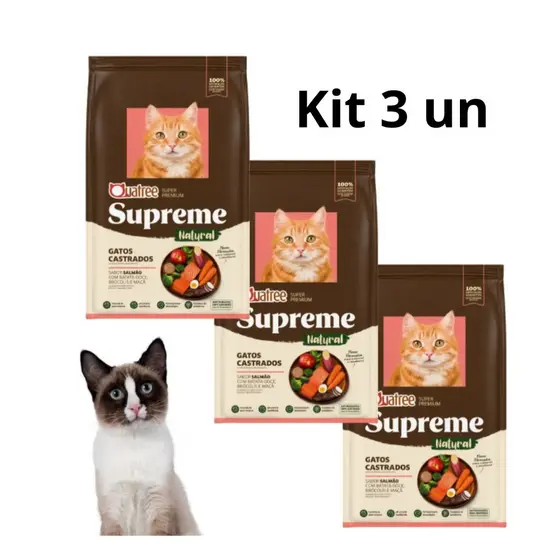 Kit Quatree Supreme Gatos Castrados Salmão 1 kg. - 3 Pacotes