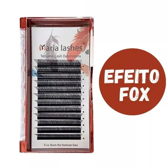 Cílios Maria Sasha 5D W Curvatura M para Efeito Fox na cor Preto super macios
